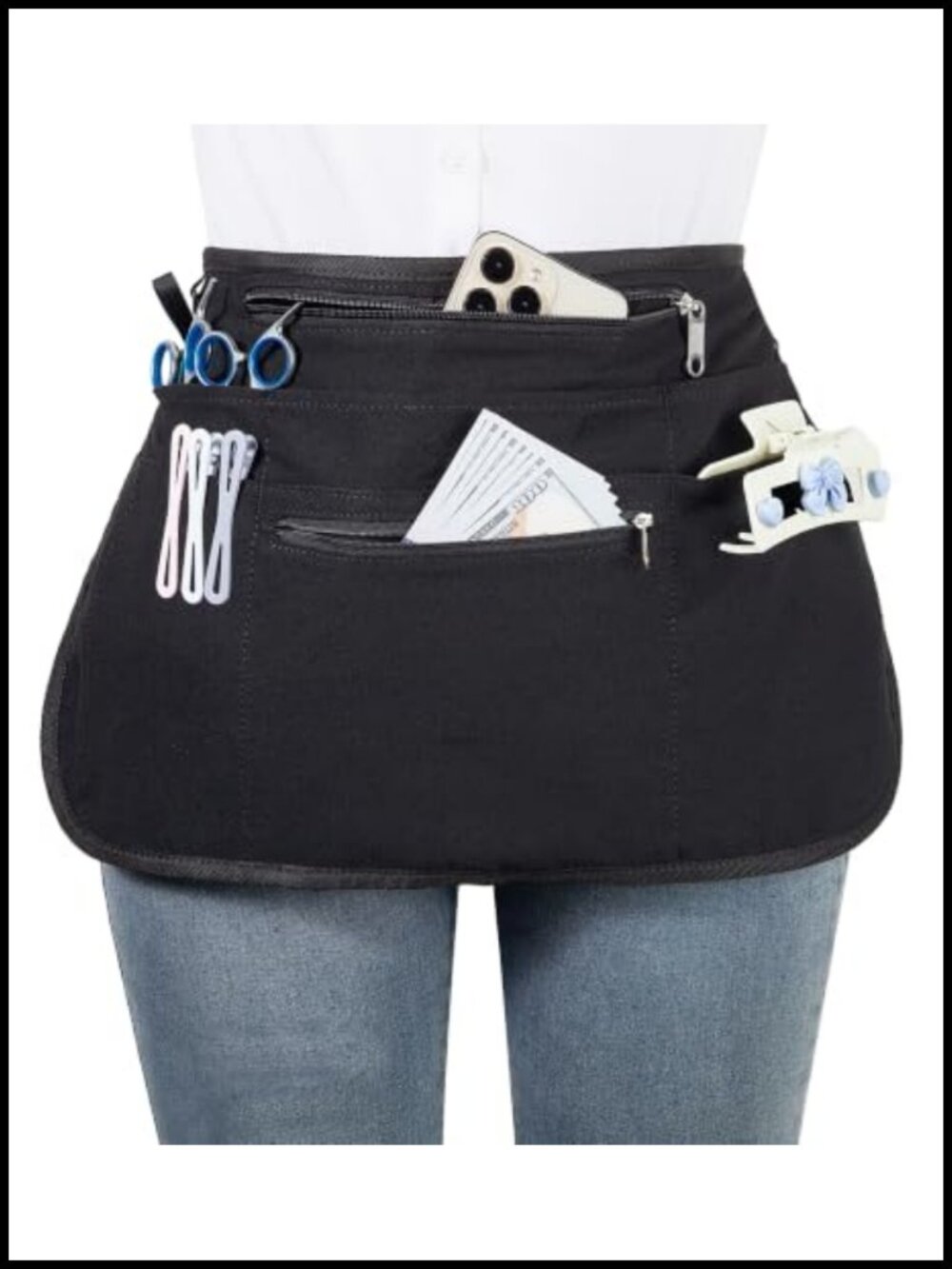 Hair Stylist Apron with 9 Pockets Cotton Canvas Cosmetology